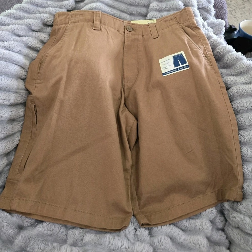 Faded Glory Performance Shorts NWT Size 34 Dark Tan/Brown/Rust Super Soft